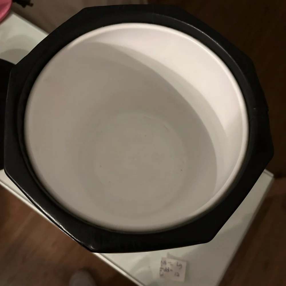 Vintage Faux Black Leather Ice Bucket with Chrome Trim